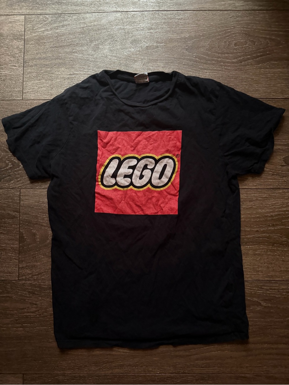 Lego Black Short Sleeve Tee with Red Logo Square